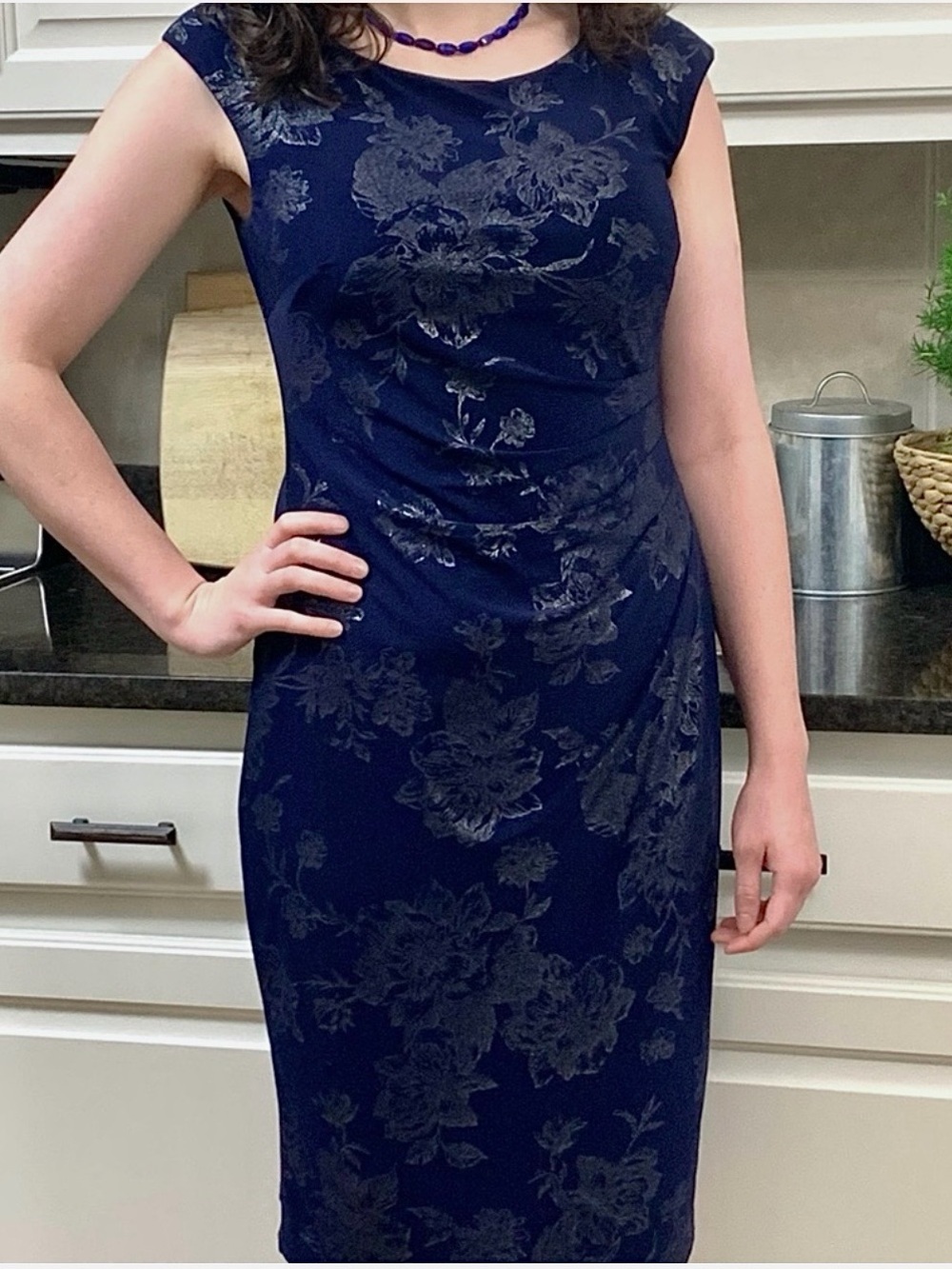 Navy & Silver Floral J. Howard Dress